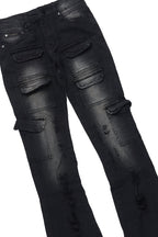 Boys Beau Black/Red T-Shirt/Stacked Flare Jean Set