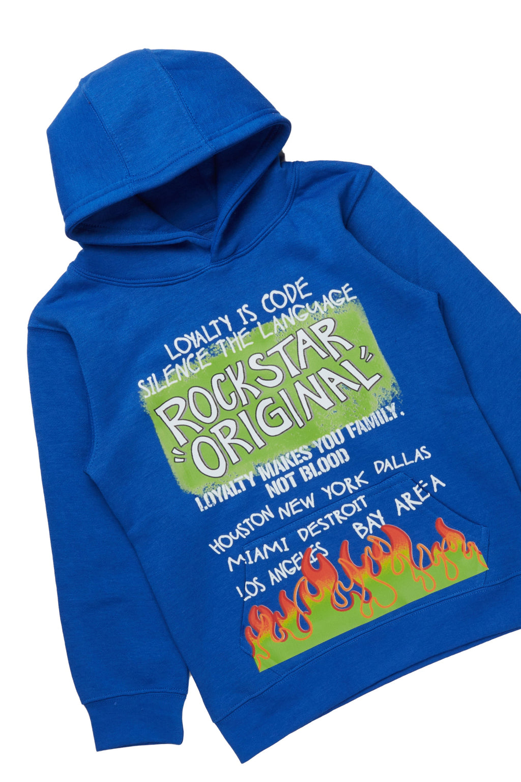Boys Beno Royal Blue Hoodie/Stacked Flare Jean Set