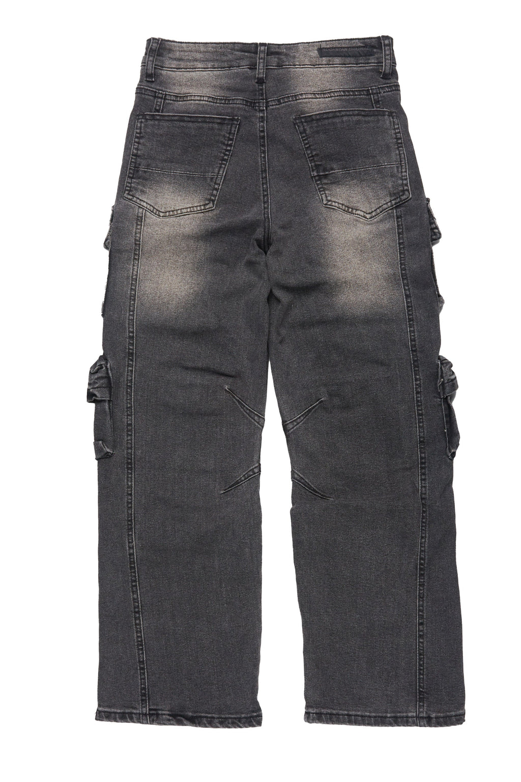 Boys Mahesh Dark Grey Tint Wash  Baggy Cargo Jean