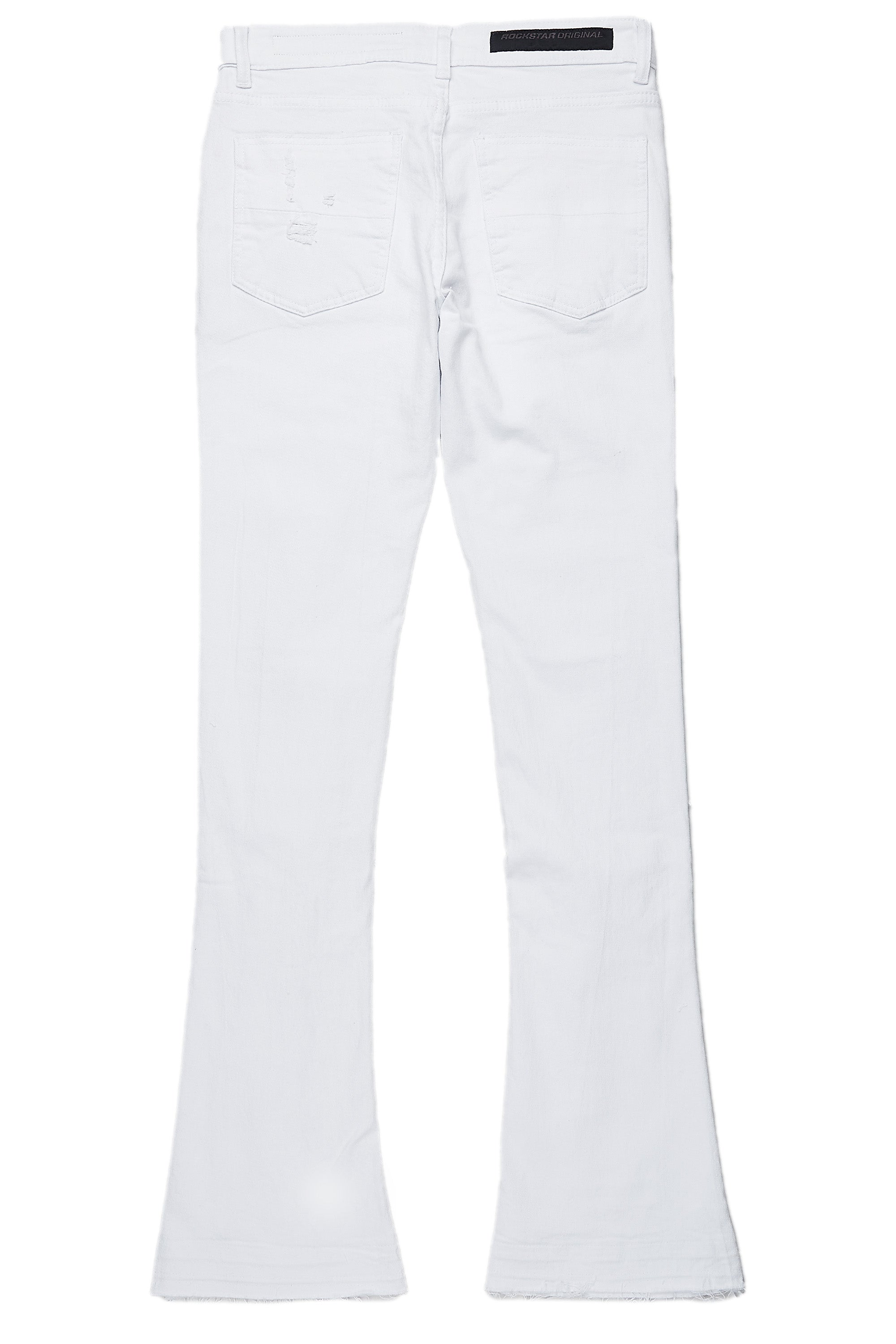 Holibert White Stacked Flare Jean