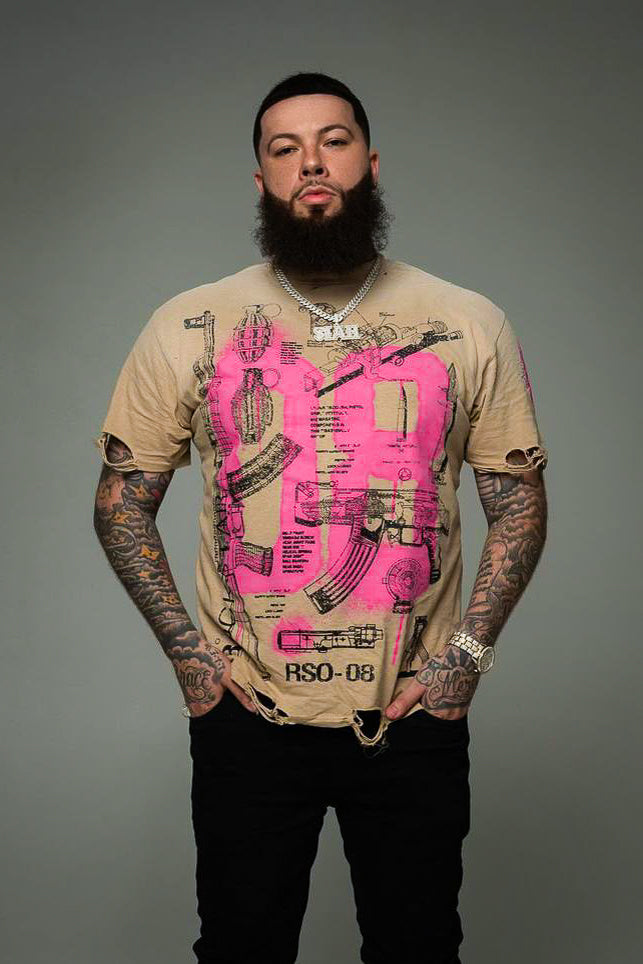 Nesta Beige Oversized Graphic T-Shirt