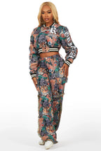 Rena Black Tapestry Stacked Pant