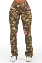 Daishia Camo Painted Super Stacked Jean