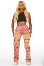 Norika Pink Tree Camo Stacked Track Pant