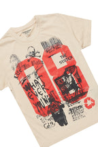 Boys Grill Beige/Red T-Shirt/Stacked Flare Jean Set