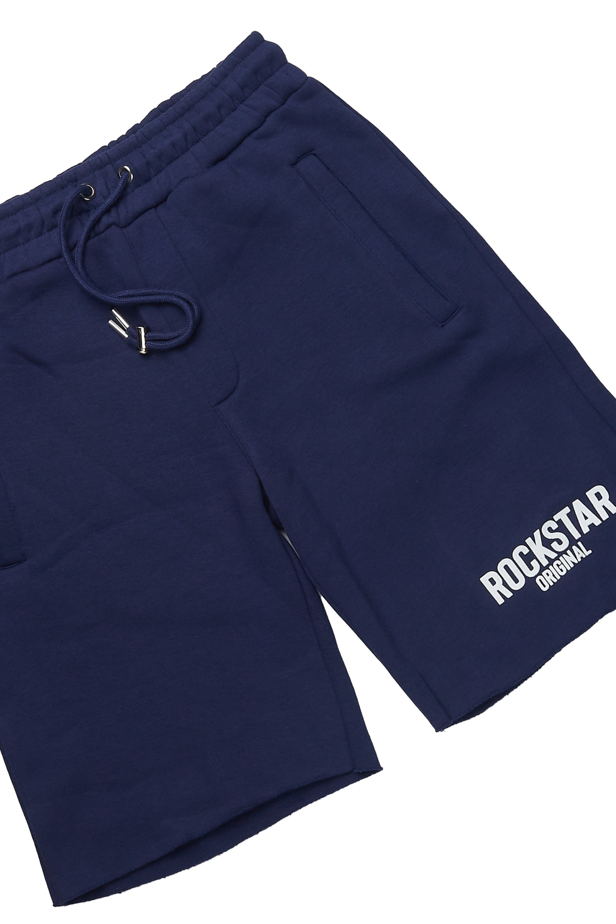 Sana Navy T-Shirt/Raw Edge Short Set