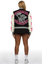 Krystle Black Oversized Varsity Jacket