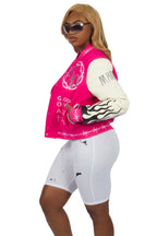 Yalanda Hot Pink Oversized Varsity Jacket