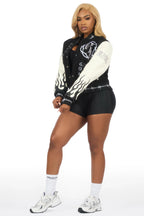 Yalanda Black Oversized Varsity Jacket