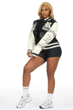 Sharray Black Oversized Varsity Jacket