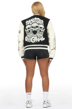 Sharray Black Oversized Varsity Jacket