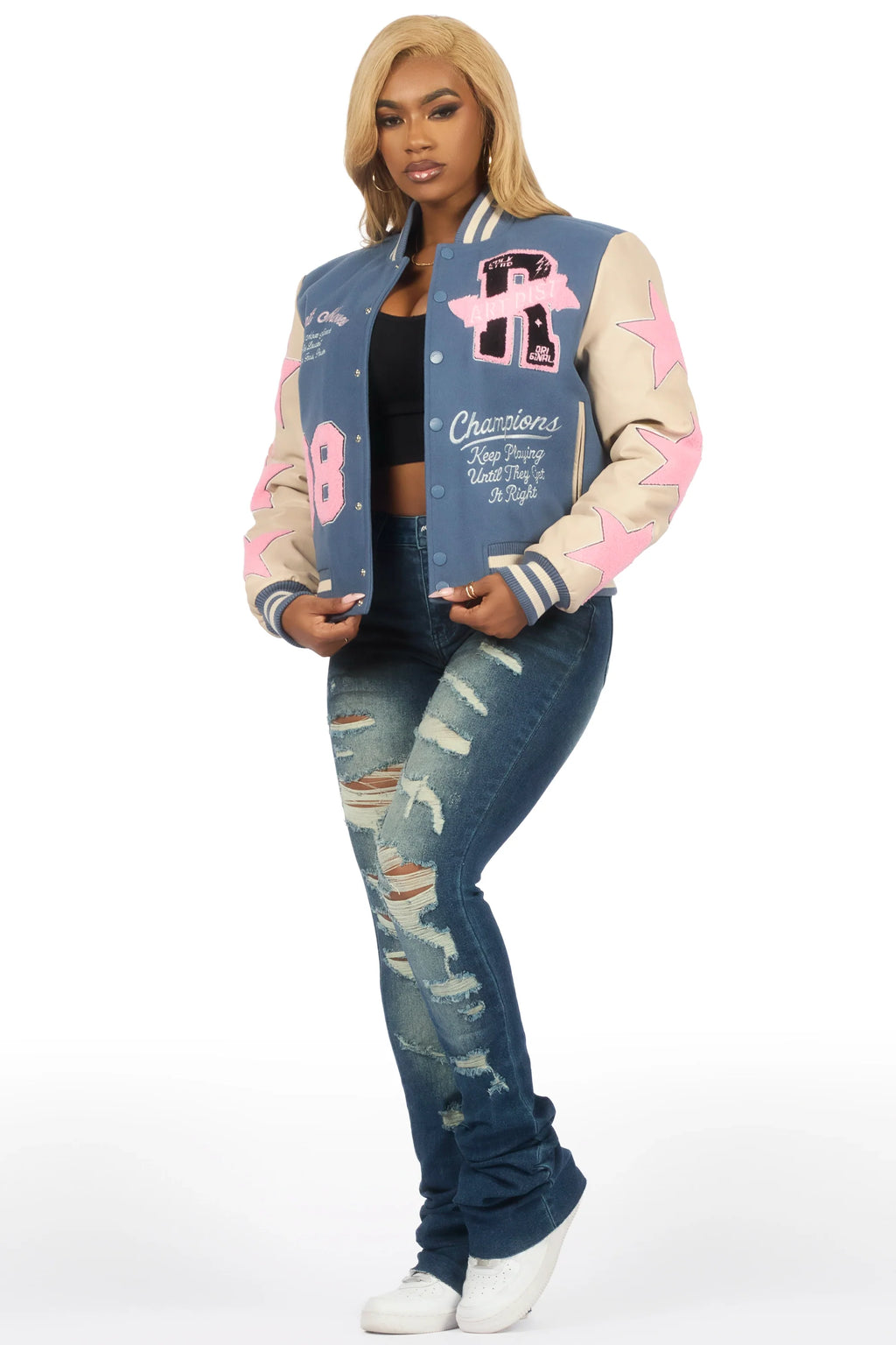 Krystle Navy Oversized Varsity Jacket