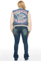 Krystle Navy Oversized Varsity Jacket