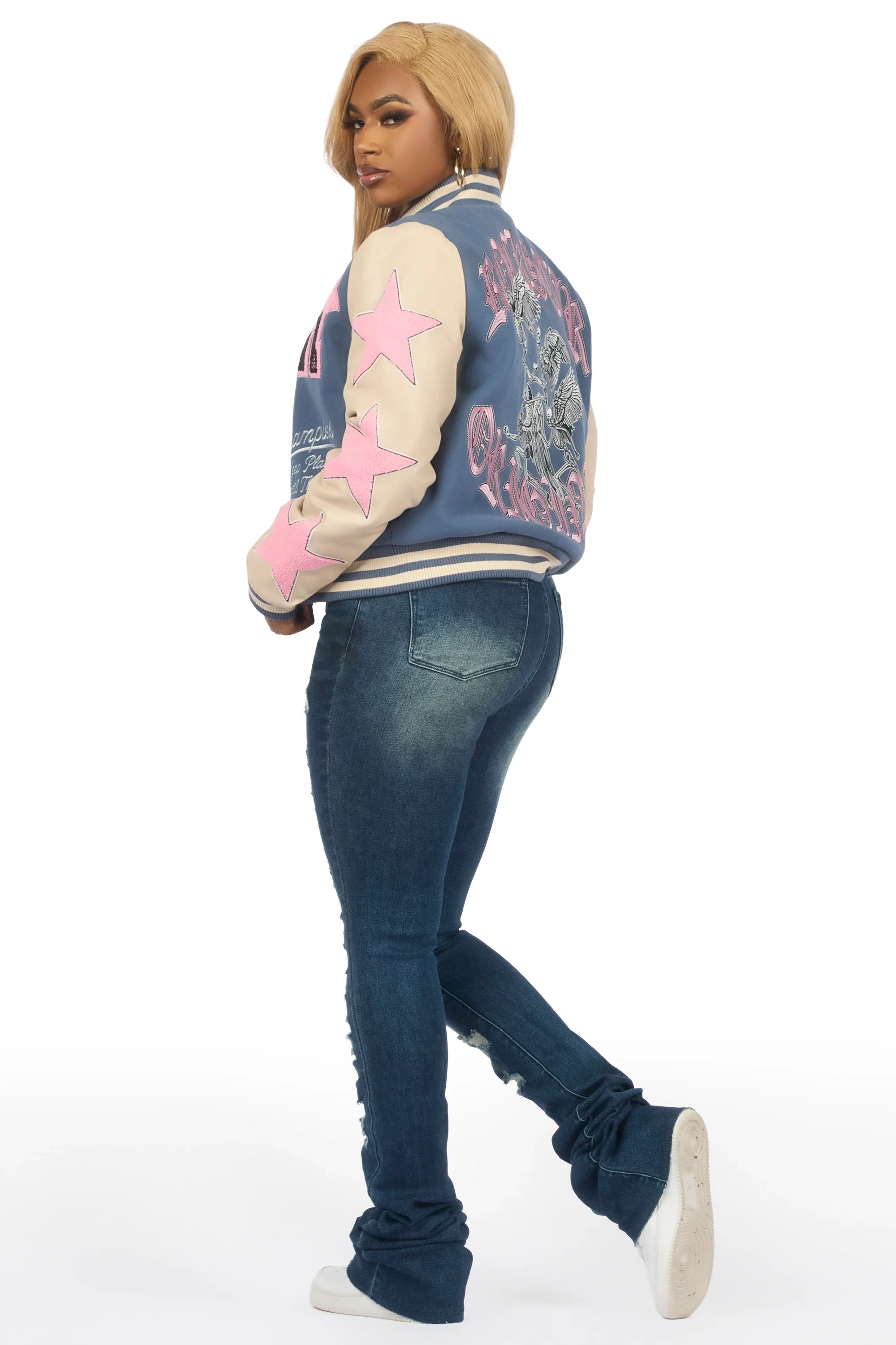 Krystle Navy Oversized Varsity Jacket