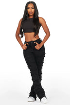 Zariyah Black Stacked Flare Jean