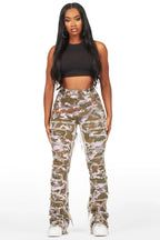 Zariyah Purple Camo Stacked Flare Jean
