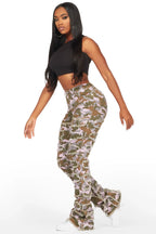 Zariyah Purple Camo Stacked Flare Jean