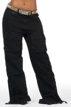 Jinnette Black Baggy Fit Snap Jean