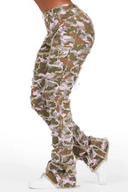 Zariyah Purple Camo Stacked Flare Jean