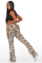 Zariyah Purple Camo Stacked Flare Jean