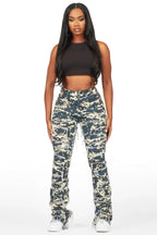 Zariyah Digital Camo Stacked Flare Jean