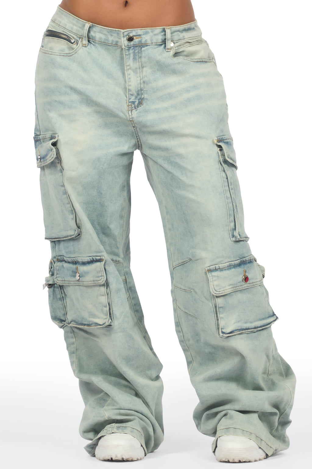 Corrie Light Wash Baggy Cargo Jean