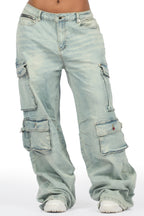 Corrie Light Wash Baggy Cargo Jean