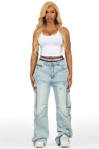 Sharita Light Wash Baggy Fit Snap Jean
