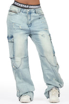 Sharita Light Wash Baggy Fit Snap Jean