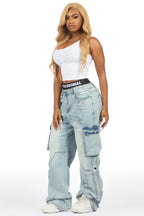 Sharita Light Wash Baggy Fit Snap Jean