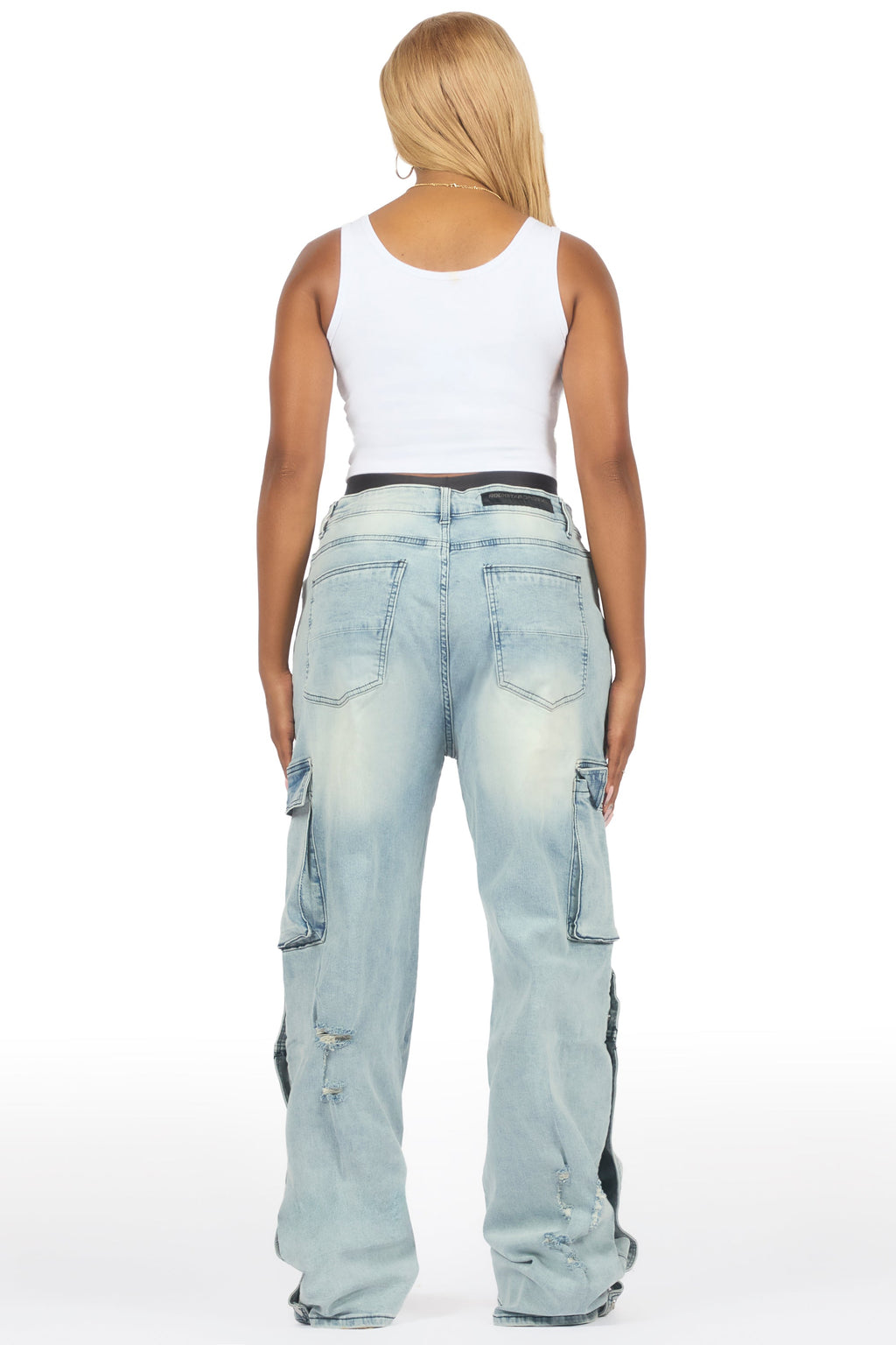 Sharita Light Wash Baggy Fit Snap Jean