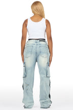 Sharita Light Wash Baggy Fit Snap Jean