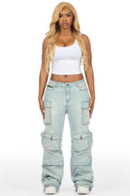 Sequoia Light Wash Baggy Cargo Jean