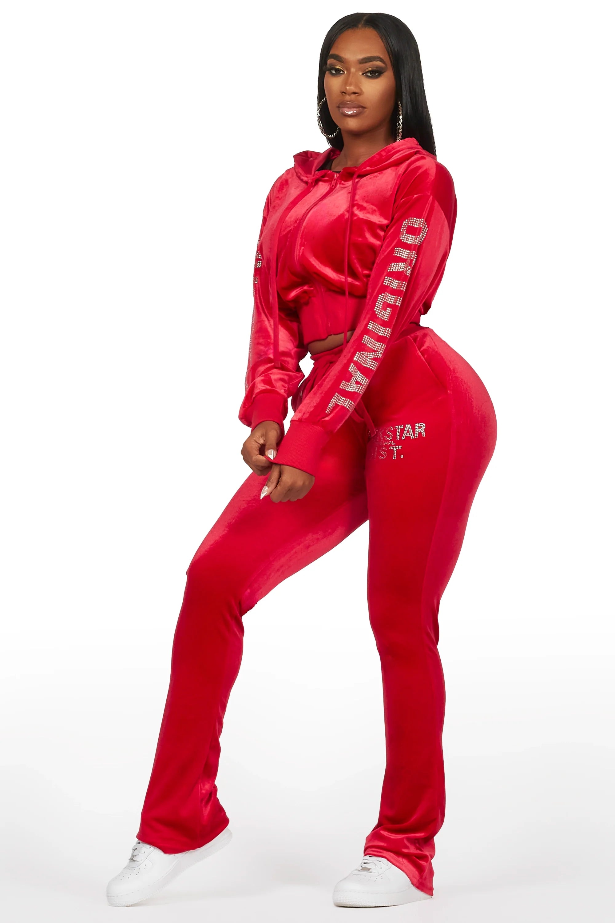 Shakura Red Stacked Velour Trackset