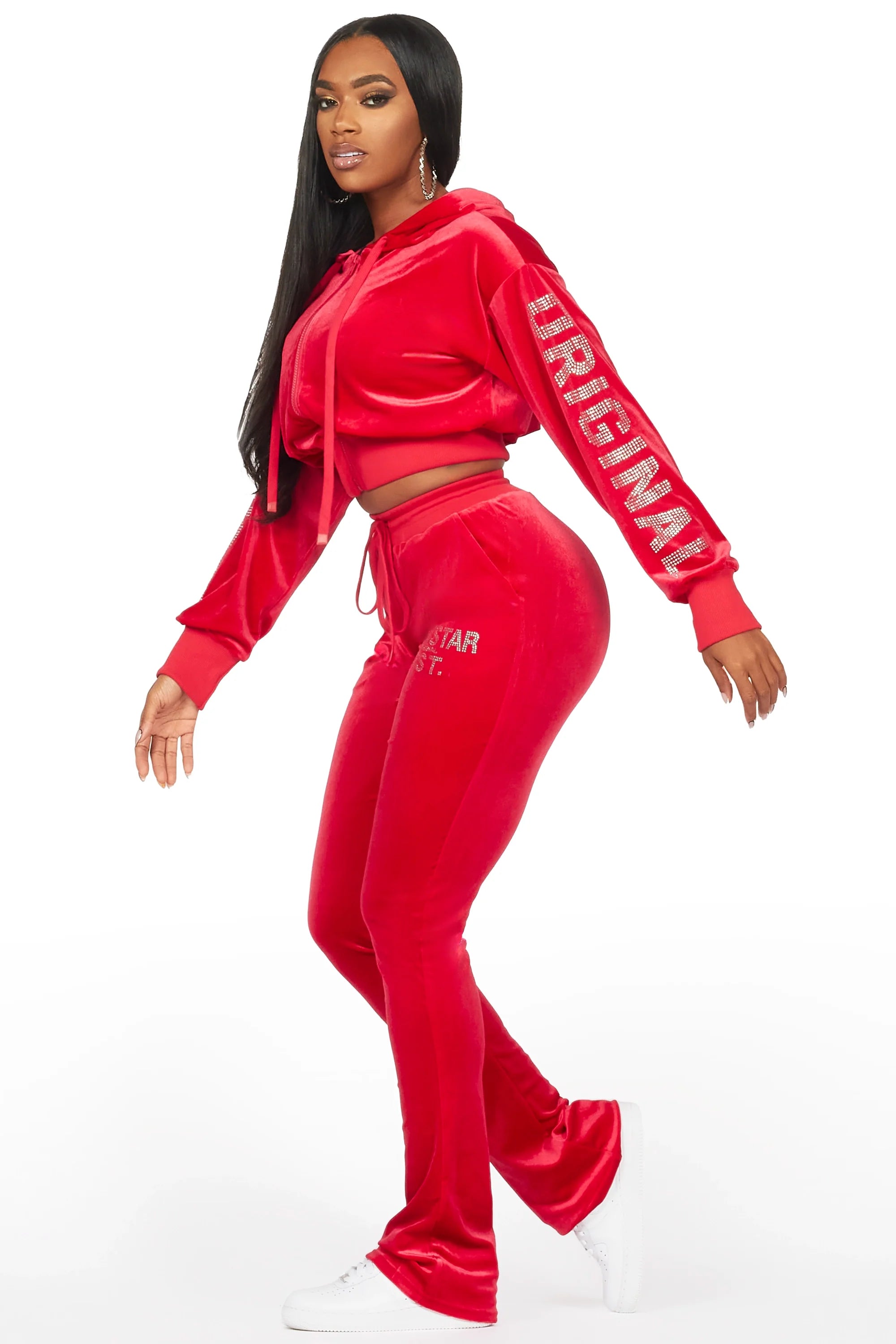 Shakura Red Stacked Velour Trackset