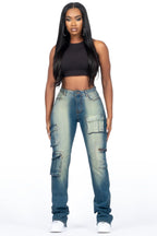 Corrine Tinted Dark Wash Super Stacked Jean