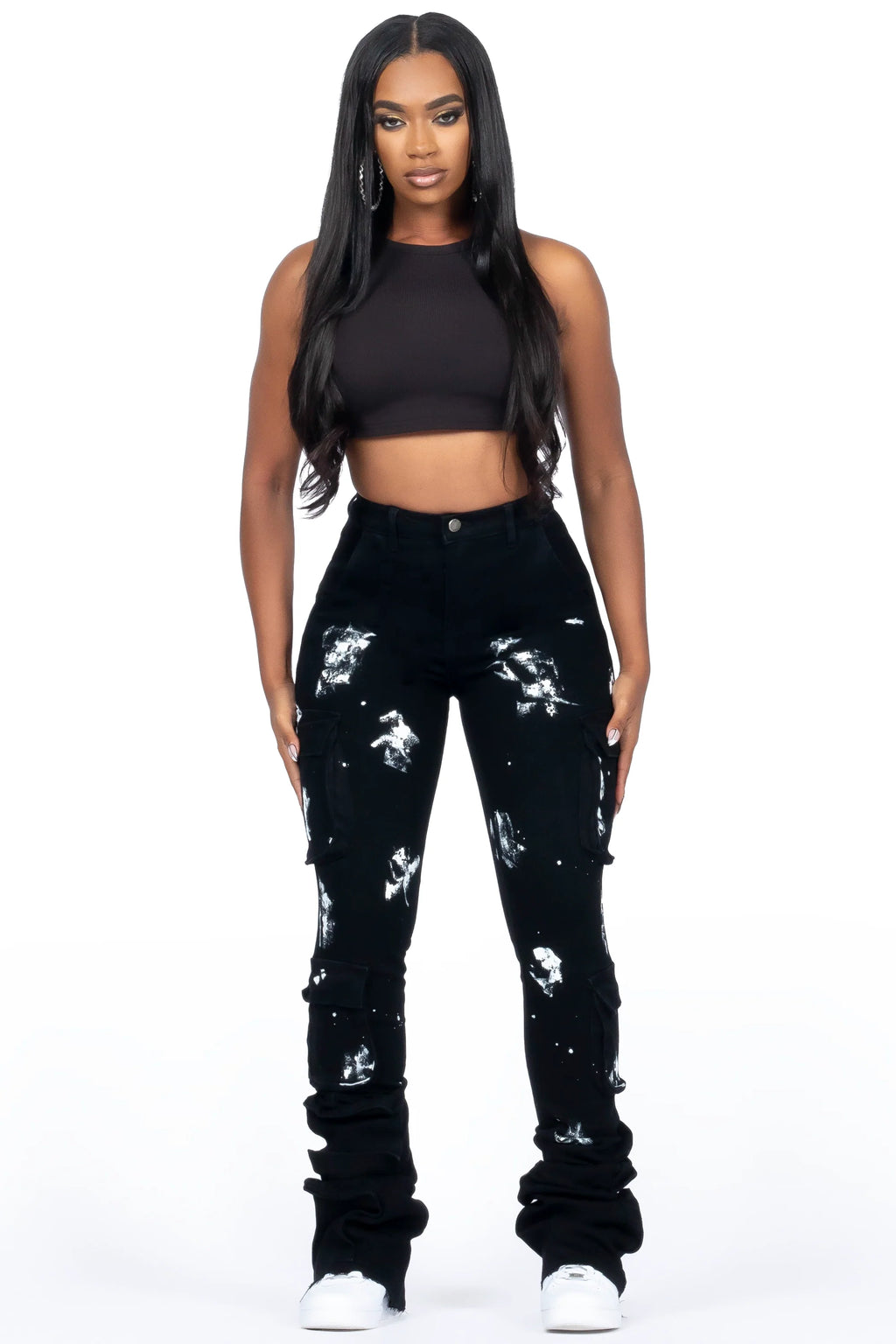 Shondrell Black Painted Super Stacked Jean