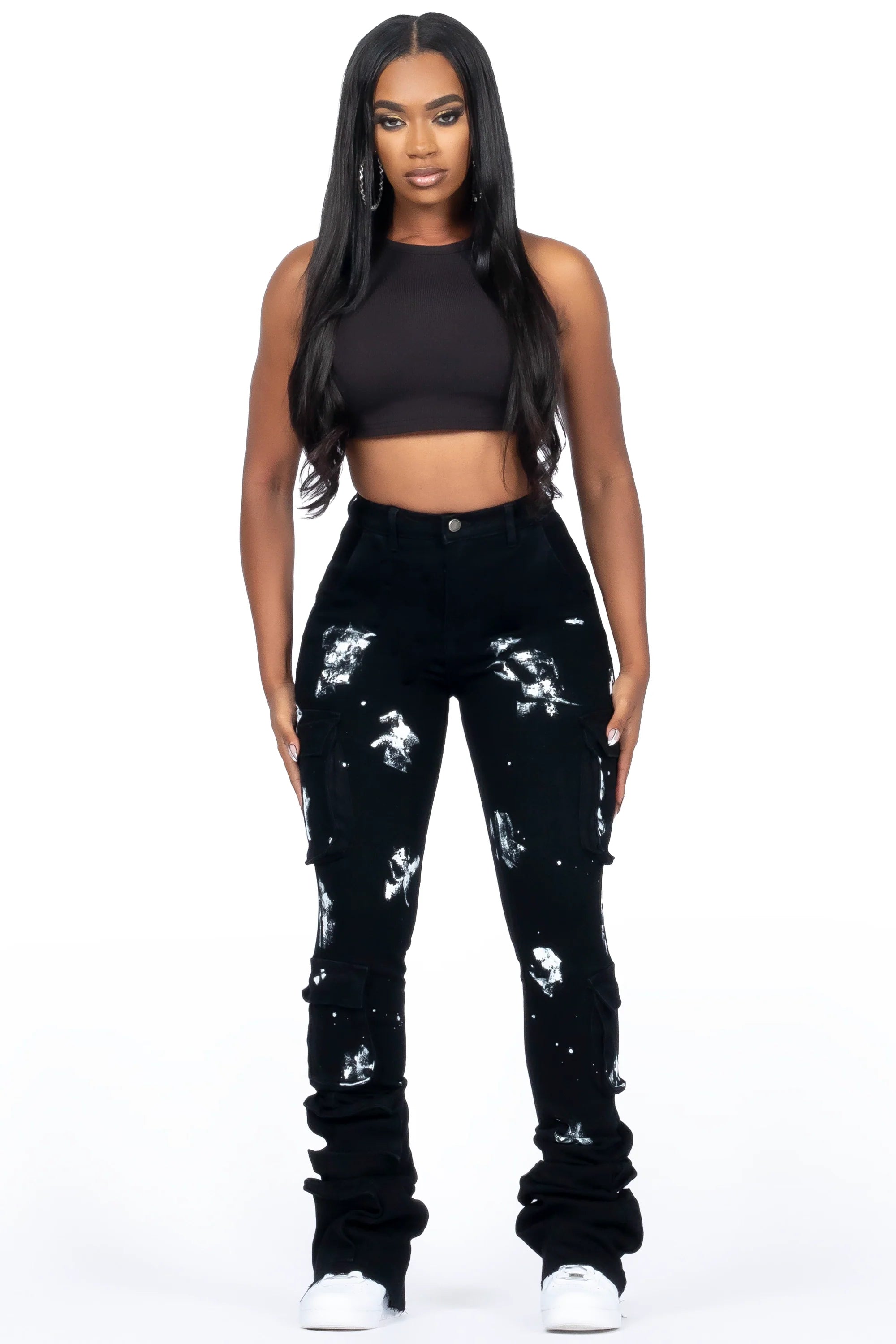 Shondrell Black Painted Super Stacked Jean