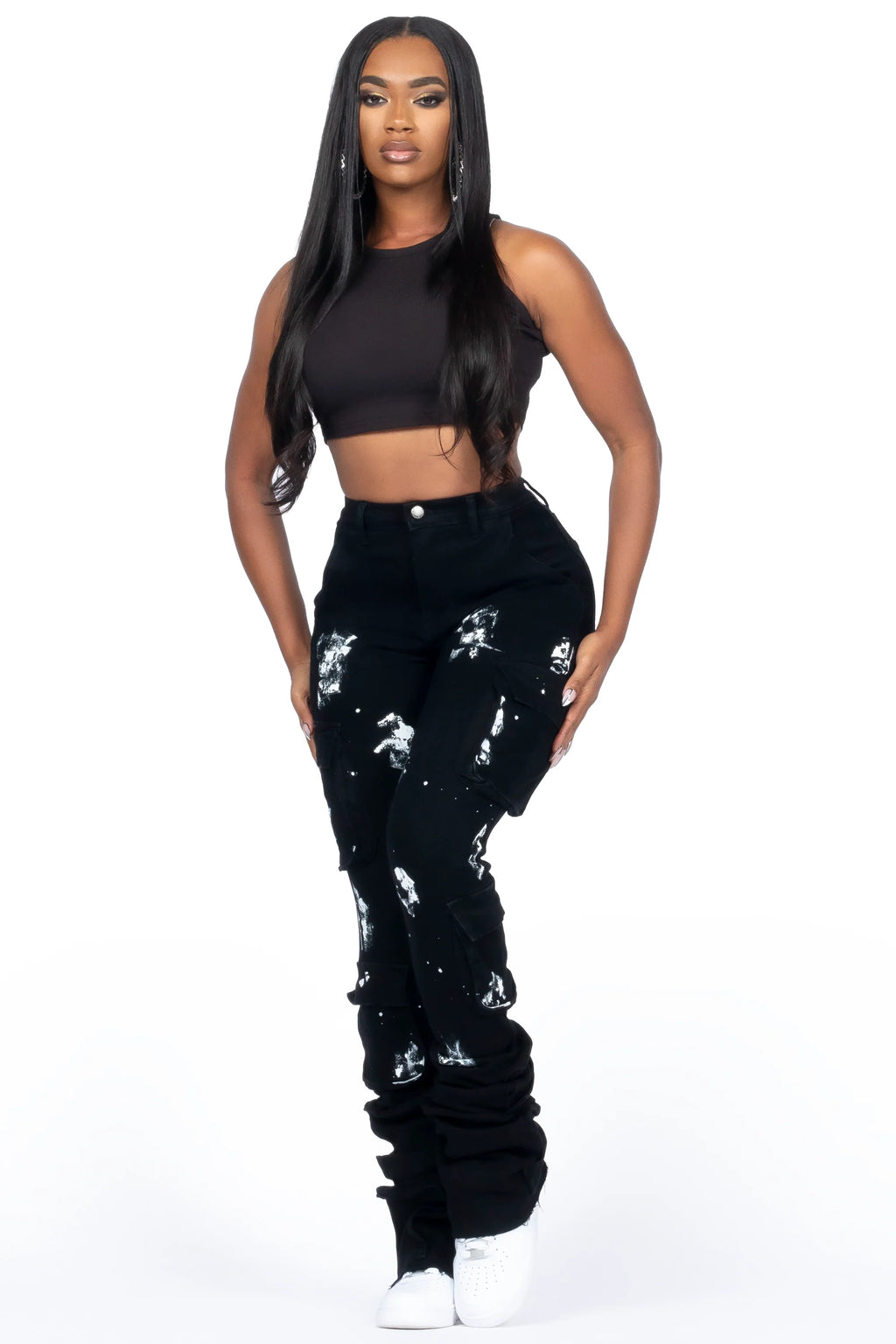 Shondrell Black Painted Super Stacked Jean