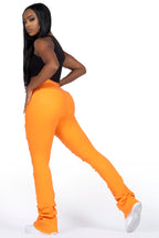 Tonea Orange Stacked Flare Jean