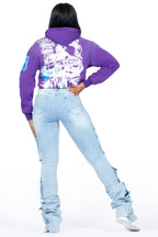 Keiona Purple/Blue Hoodie/Super Stacked Jean Set