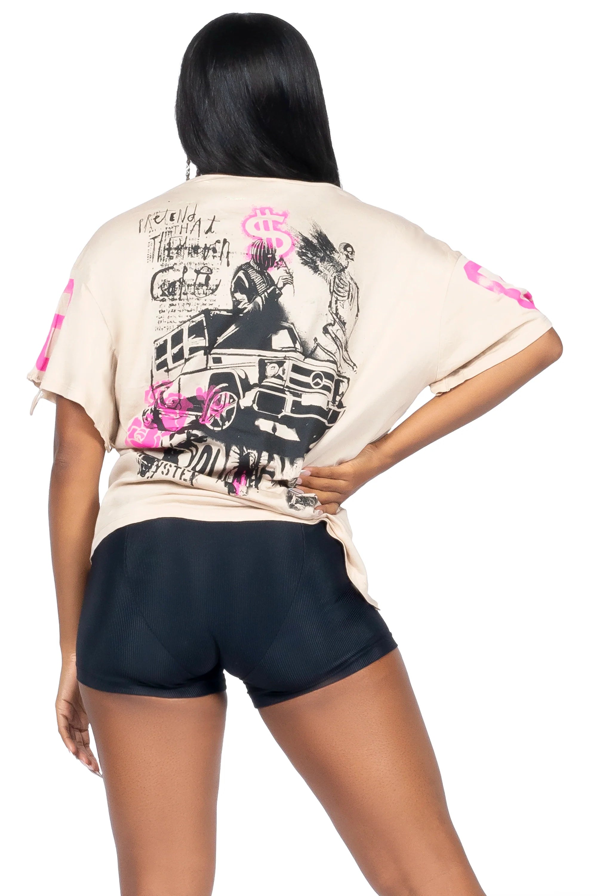 Sharrie Beige Oversized T-Shirt