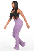 Zariyah Purple Stacked Flare Jean