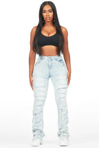 Zariyah Light Wash Stacked Flare Jean