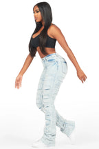 Zariyah Light Wash Stacked Flare Jean