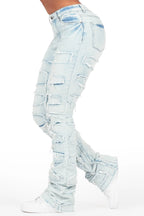 Zariyah Light Wash Stacked Flare Jean