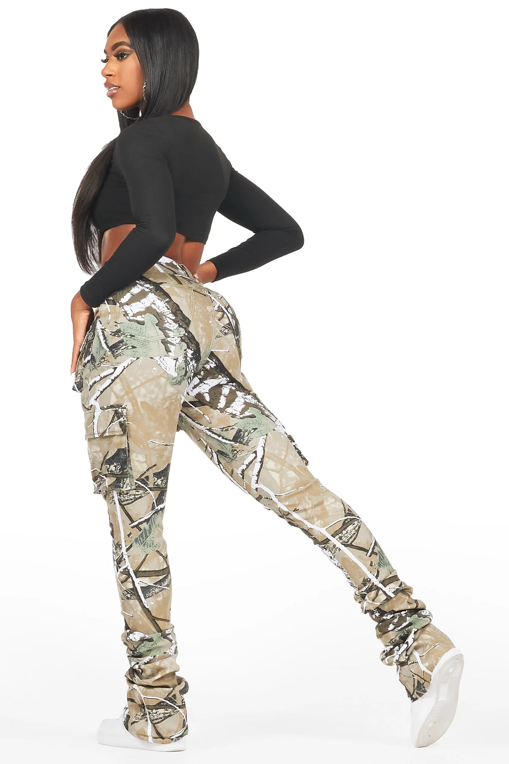 Noor Tree Camo Cargo Super Stacked Jean