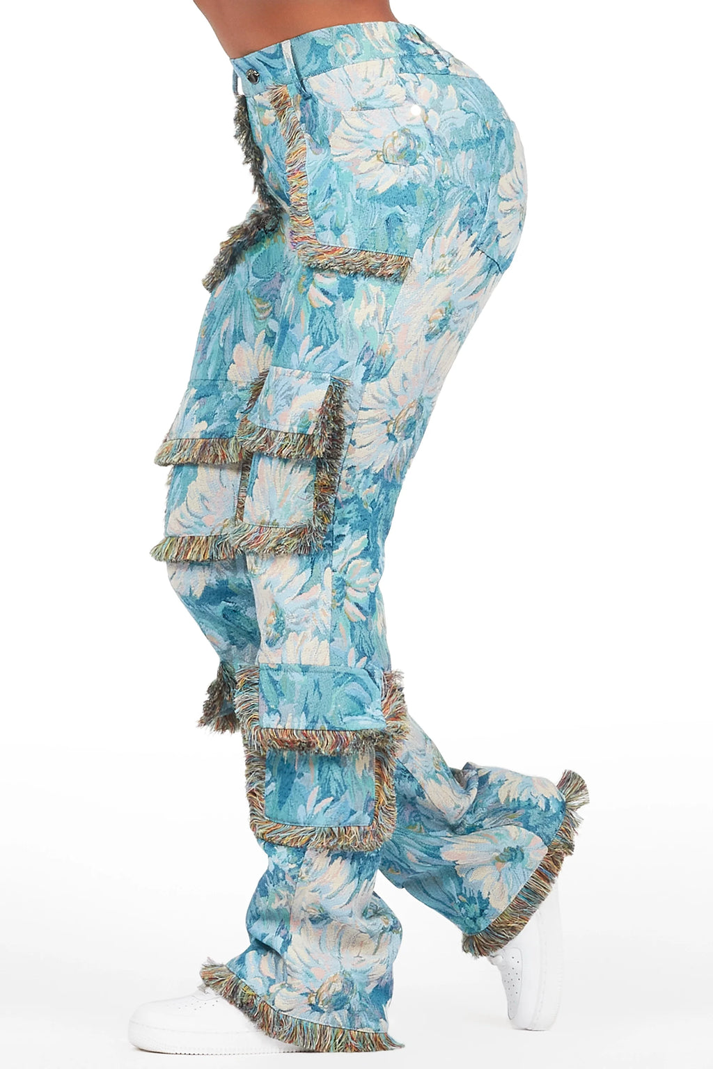 Takecia Blue Tapestry Stacked Pant
