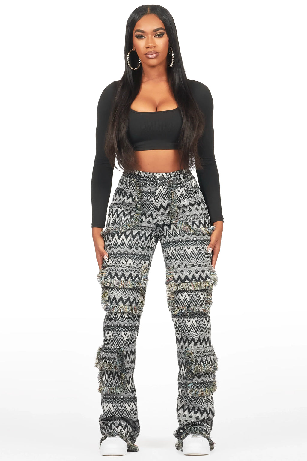 Mikaia Black Tapestry Stacked Pant