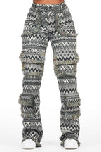 Mikaia Black Tapestry Stacked Pant